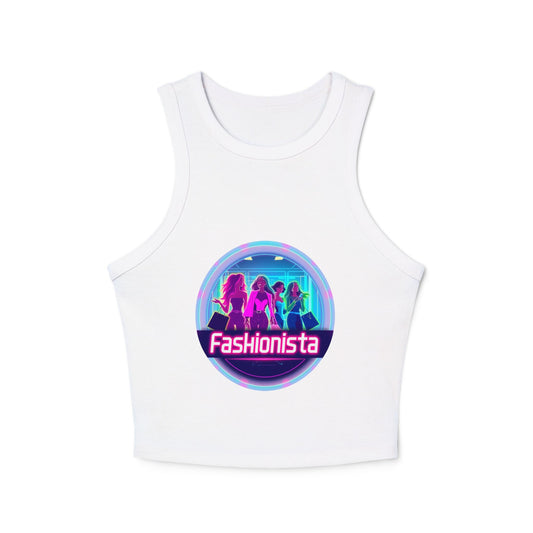 Trendy Women’s Racer Tank Top - Fashionista & Future Design, Stylish Summer Wear, Casual Fit, Festival Outfit, Gift for Her