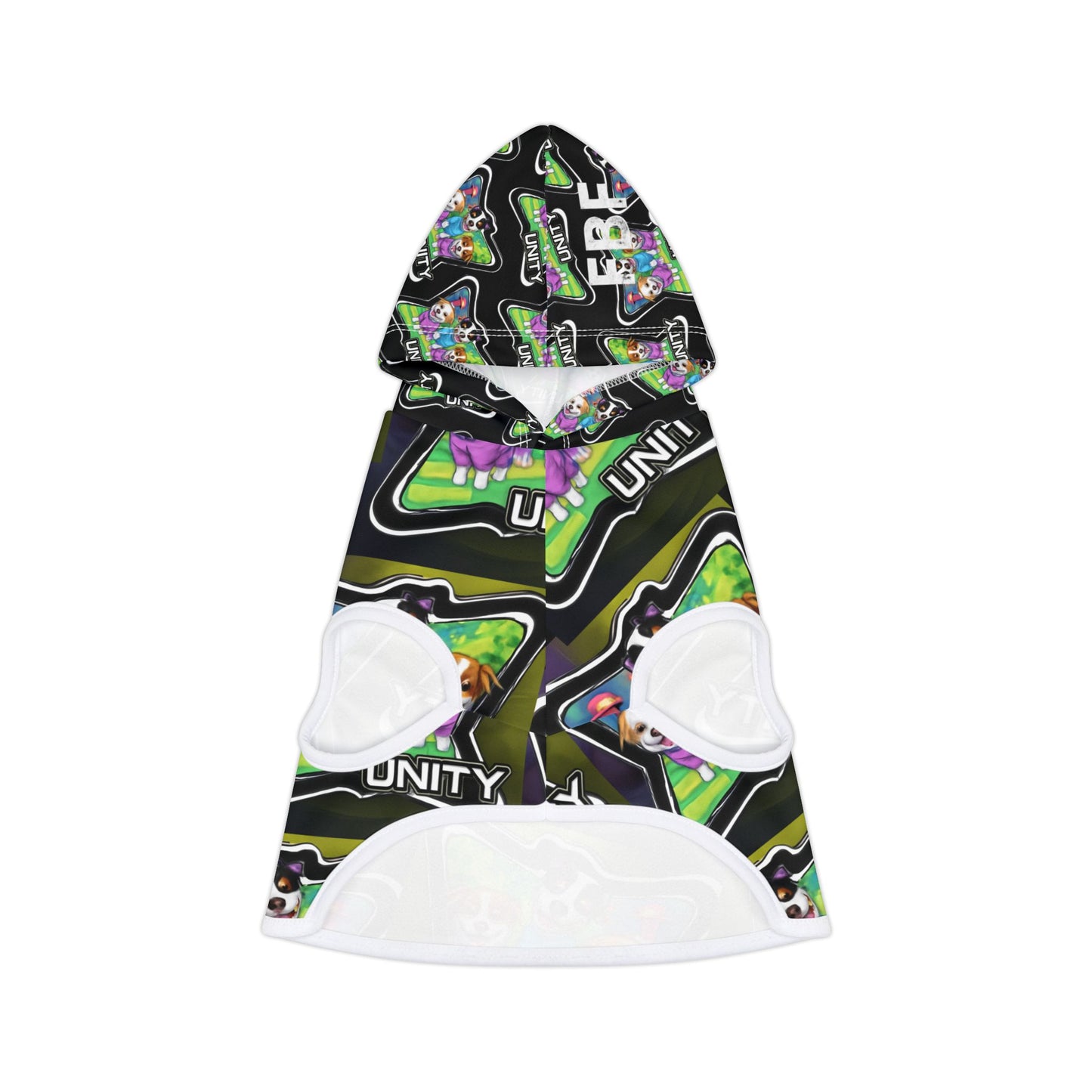 Pet Hoodie — Colorful 'Unity' Cartoon Dogs Print Hooded Dog Sweater