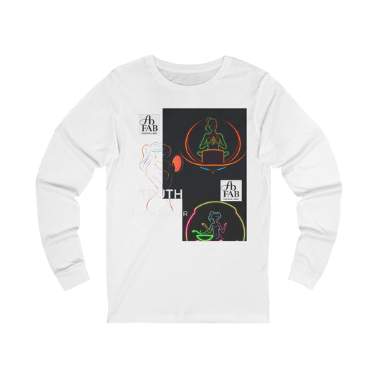 Neon Truth Long Sleeve Tee — Artistic Line-Drawn Figure Shirt