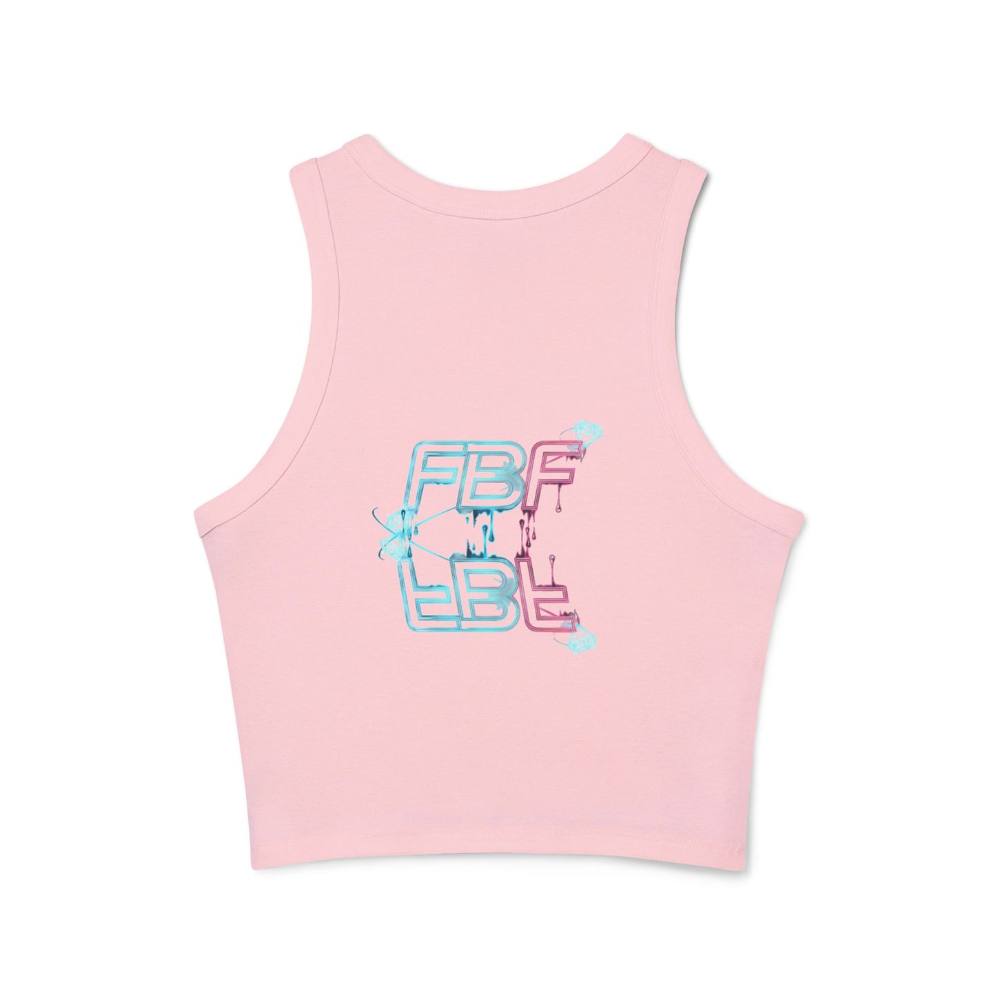 Racer Tank Top — Pastel Drip 'FBF' Bubble Graphic