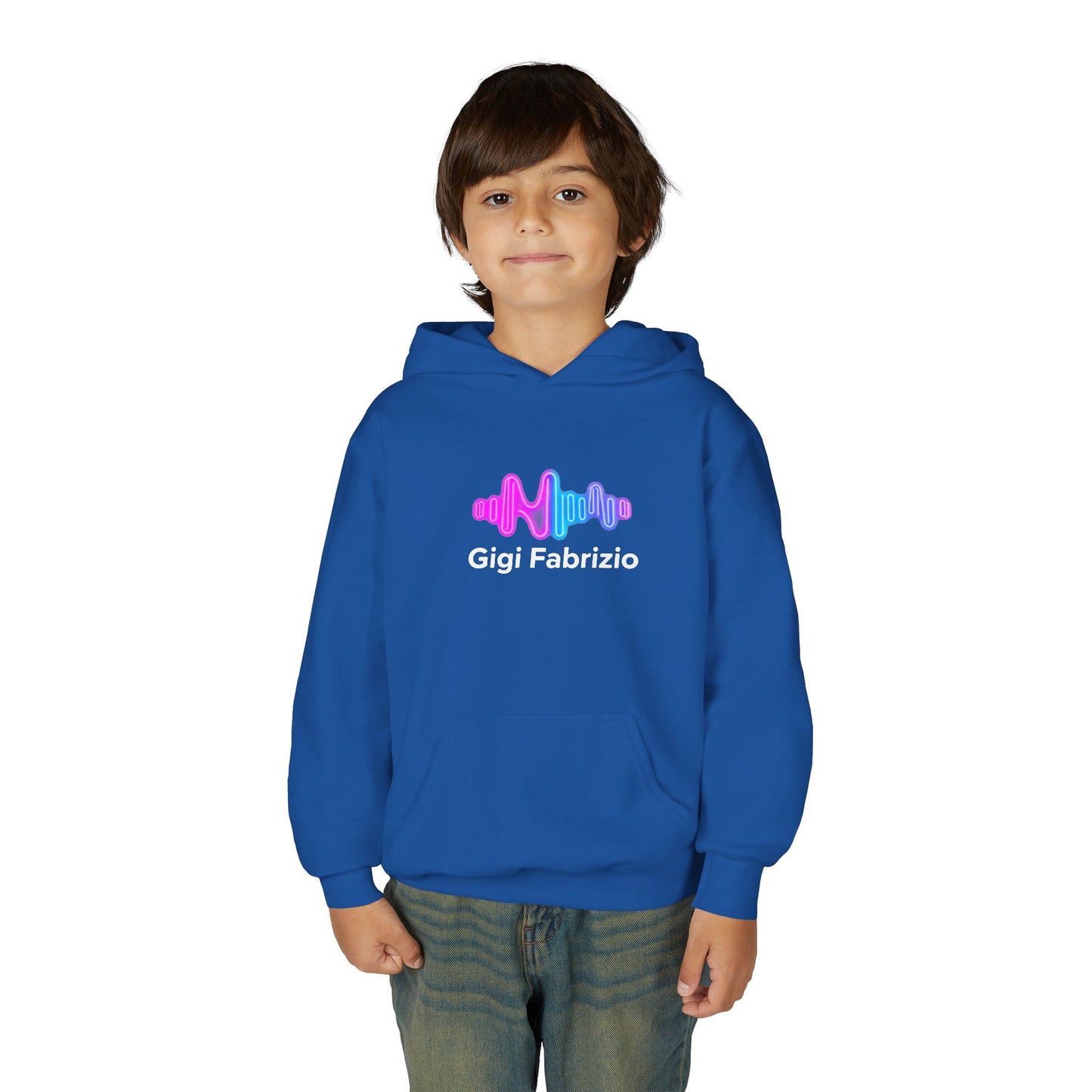 Youth Hoodie with Pastel Soundwave & FBF Back Print – Cute Music Graphic Pullover
