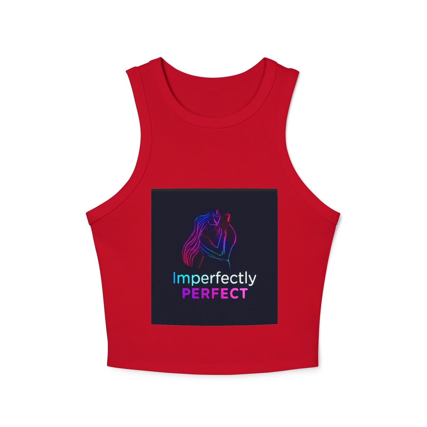 Imperfectly Perfect Racer Tank Top - Inspirational Women's Crop Top, Summer Outfit, Gift for Friends, Casual Wear, Faith Based Apparel