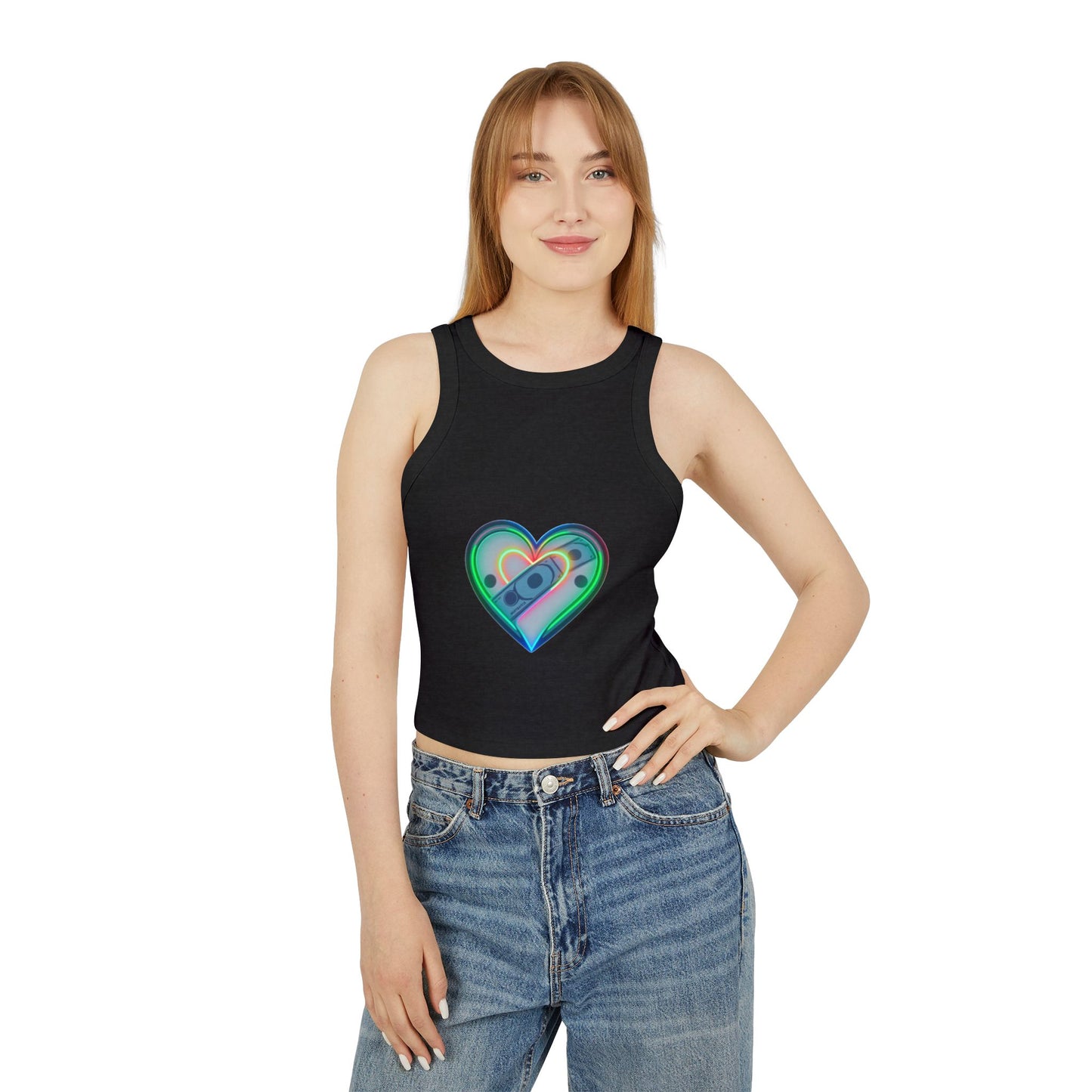 Colorful Heart & Motivational Racer Tank Top, Summer Top, Workout Gear, Fitness Apparel, Inspirational Gift, Casual Fashion