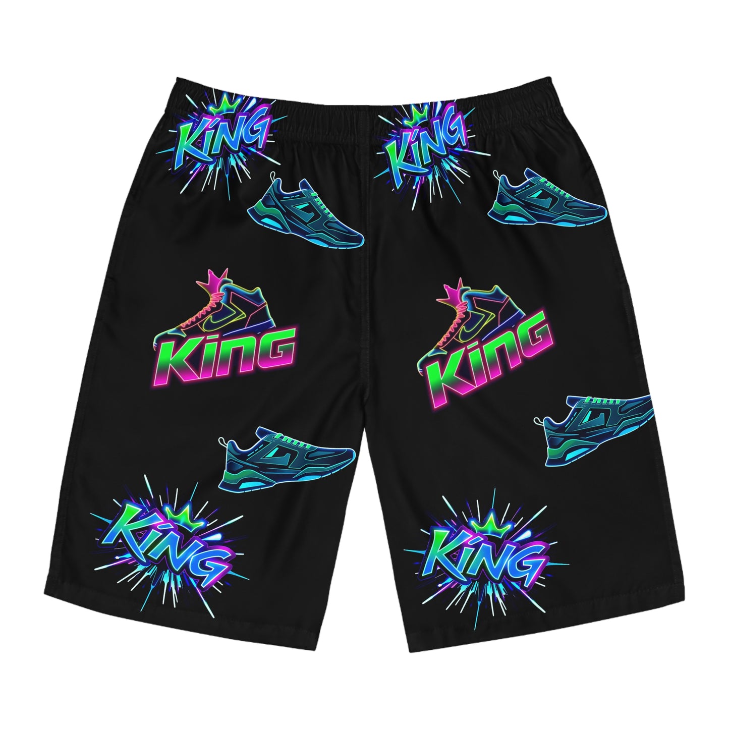 Vibrant Men's Board Shorts - King Design, Summer Beachwear, Vacation Essentials, Gift for Him,  Swimwear, Stylish Activewear