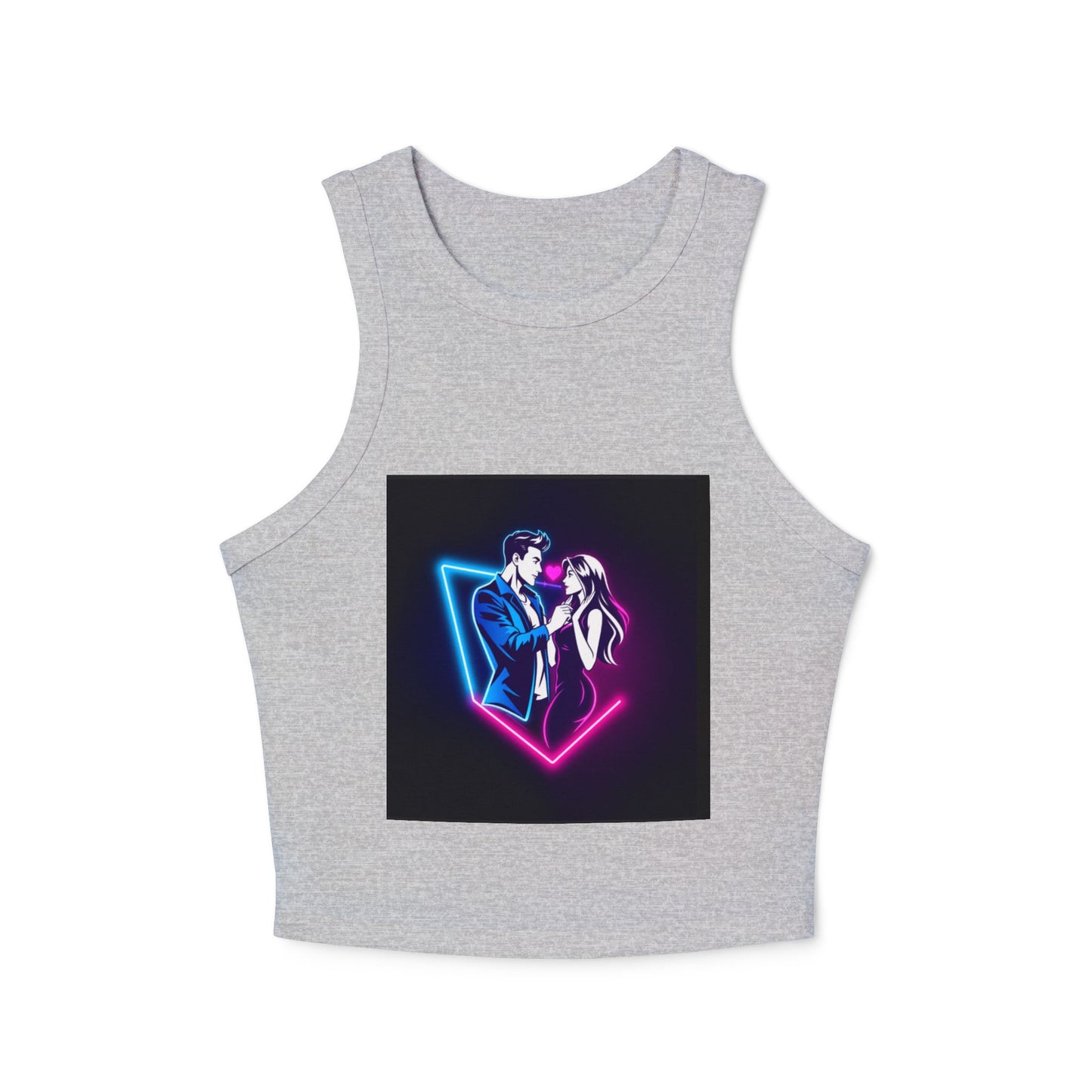 Neon Love Graphic Tank Top, Women's Racerback Shirt, Perfect for Date Night, Festival Wear, Summer Style, Valentine's Day Gift