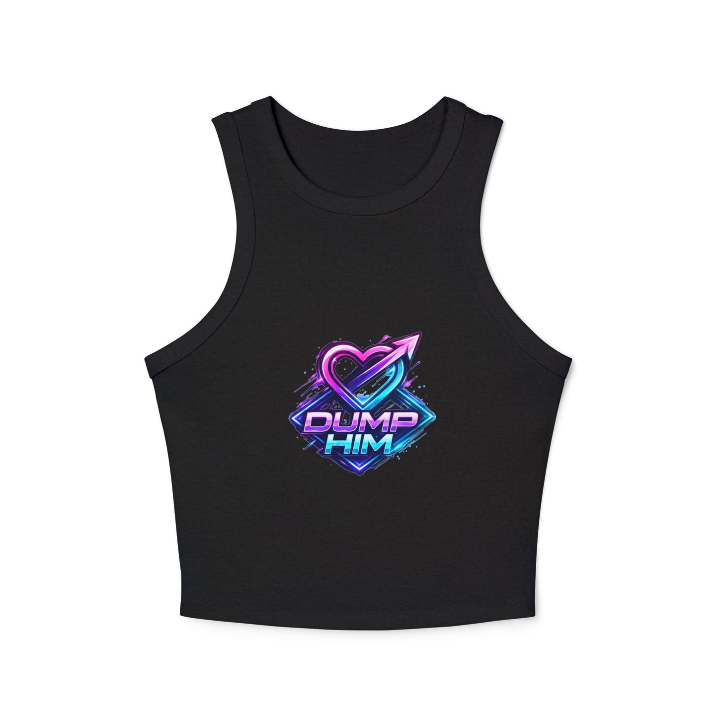 Dump Him Graphic Racer Tank Top — Bold Retro Heart Breakup Tee for Women