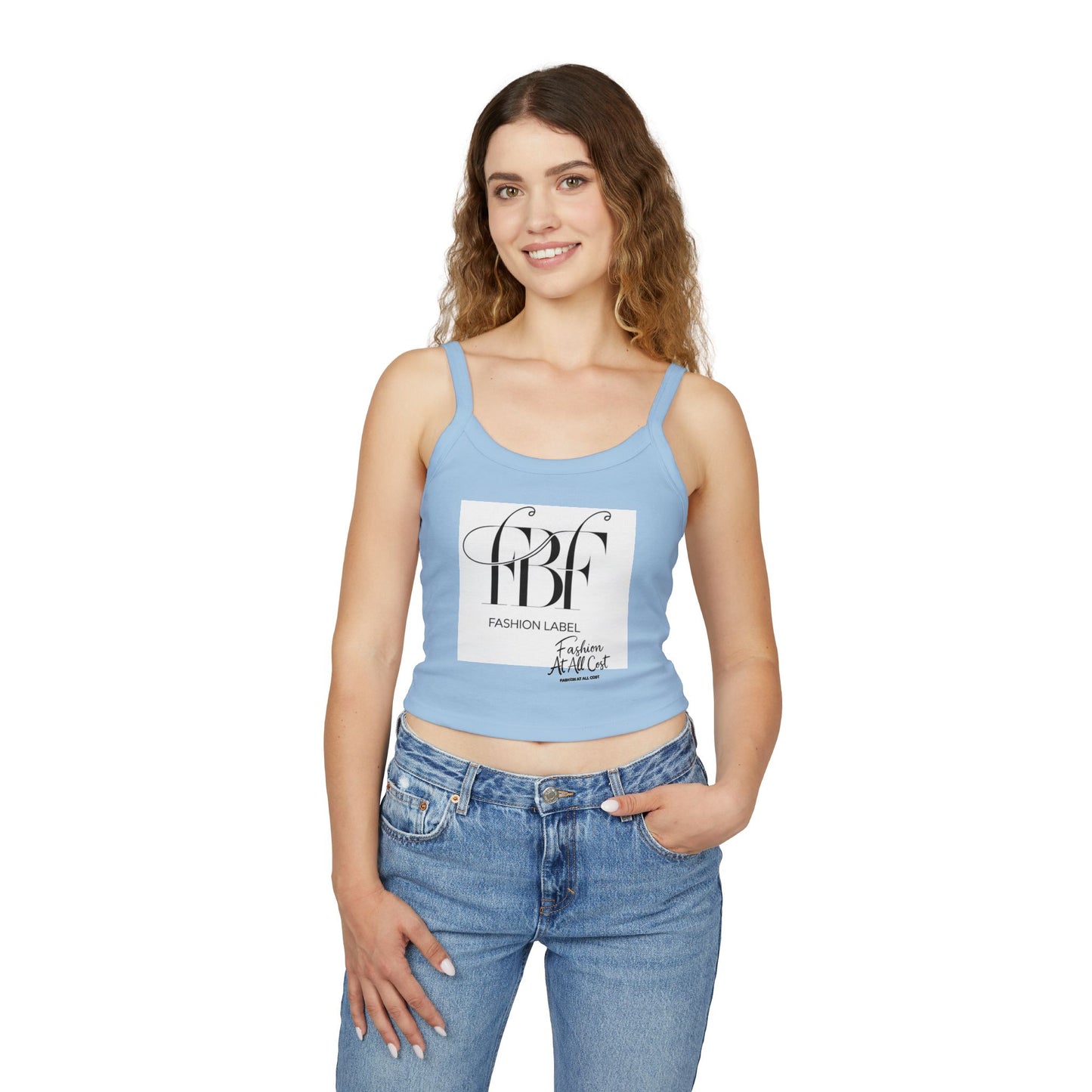 Chic Spaghetti Strap Tank Top - Fashion Label Graphic