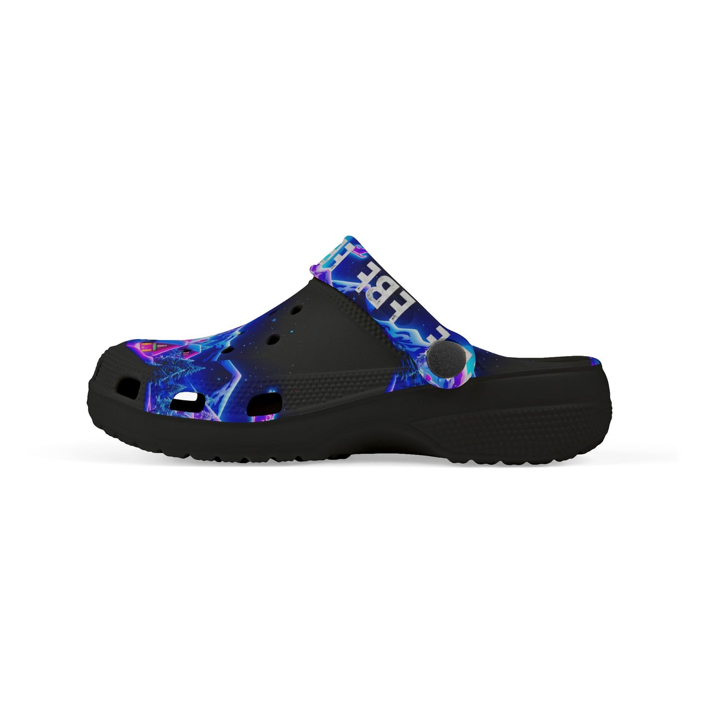 Kids Neon Galaxy Clogs — Colorful Electric Space Print EVA Foam Shoes