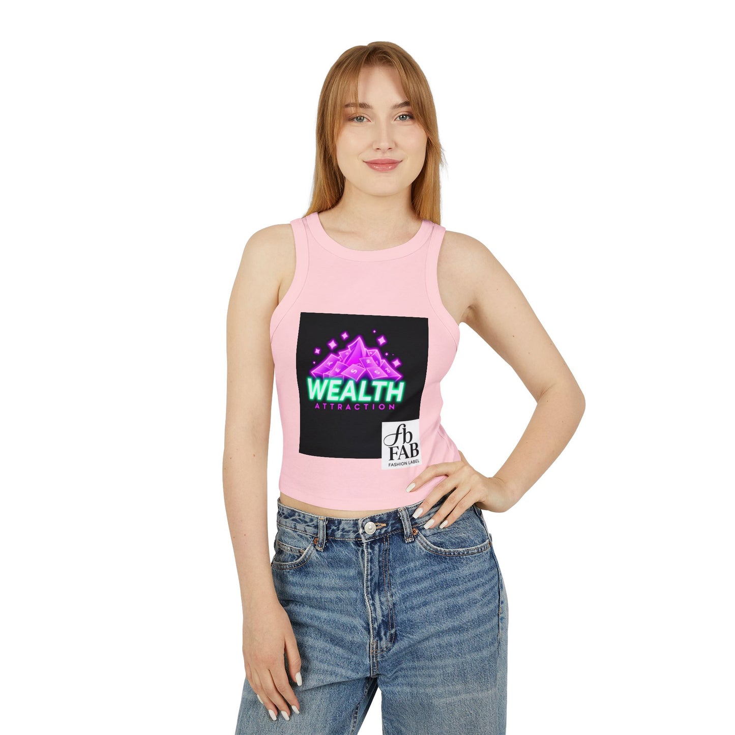 Wealth Attraction Racer Tank Top | Motivational Workout Top, Fitness Clothing, Gift for Her, Summer Essential, Self-Care Apparel