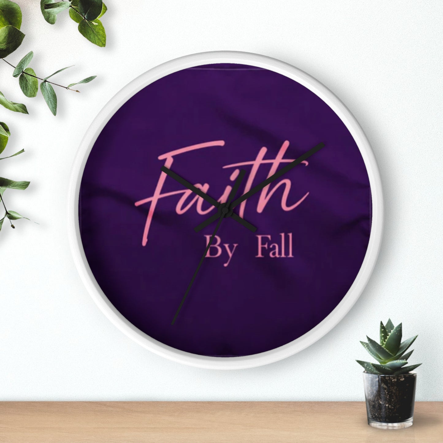 Inspirational Wall Clock - 'Faith By Fall' Purple Decor