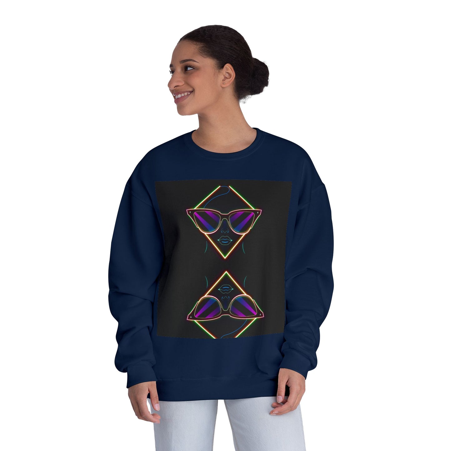 Retro Vibes Crewneck Sweatshirt with Sunglasses Design