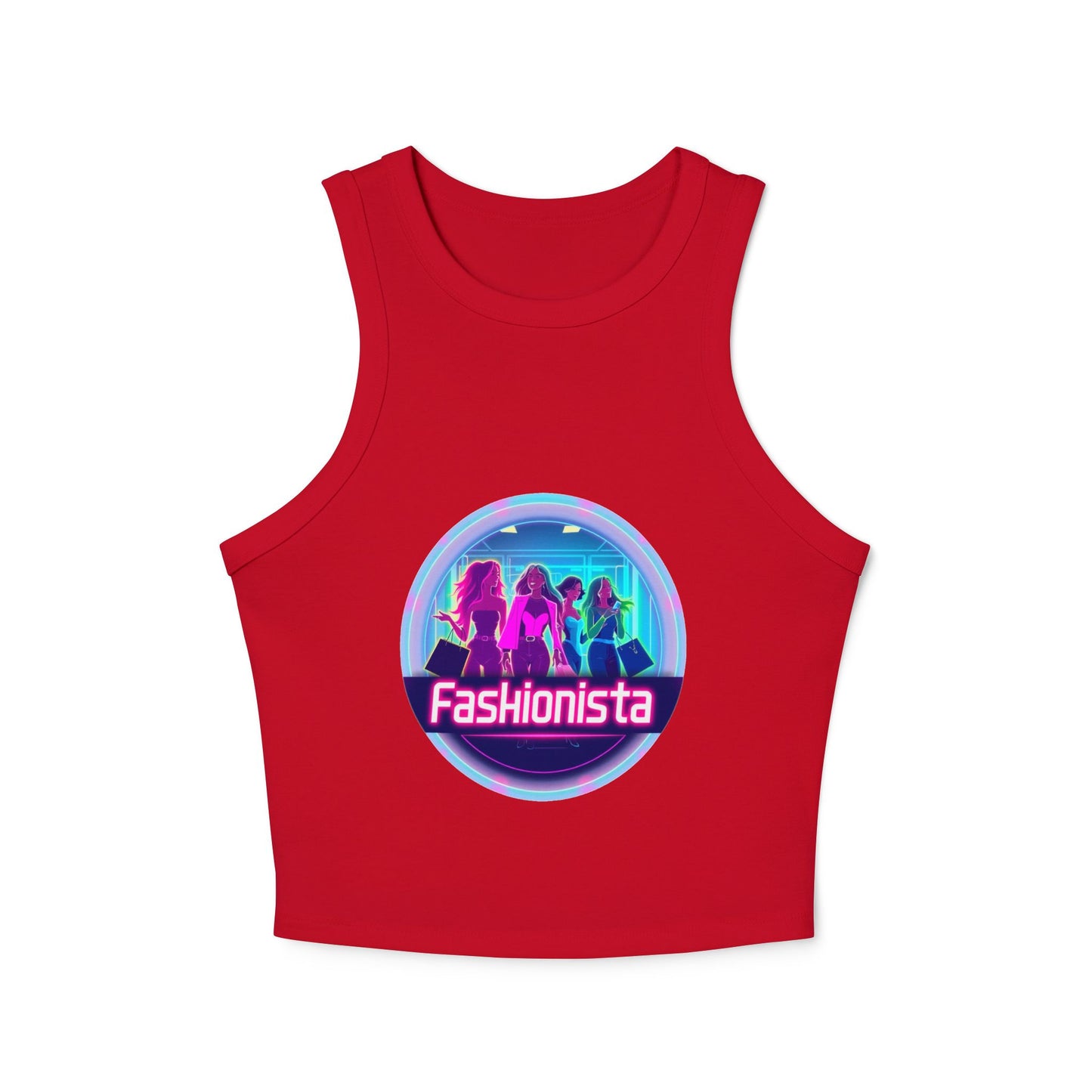 Trendy Women’s Racer Tank Top - Fashionista & Future Design, Stylish Summer Wear, Casual Fit, Festival Outfit, Gift for Her