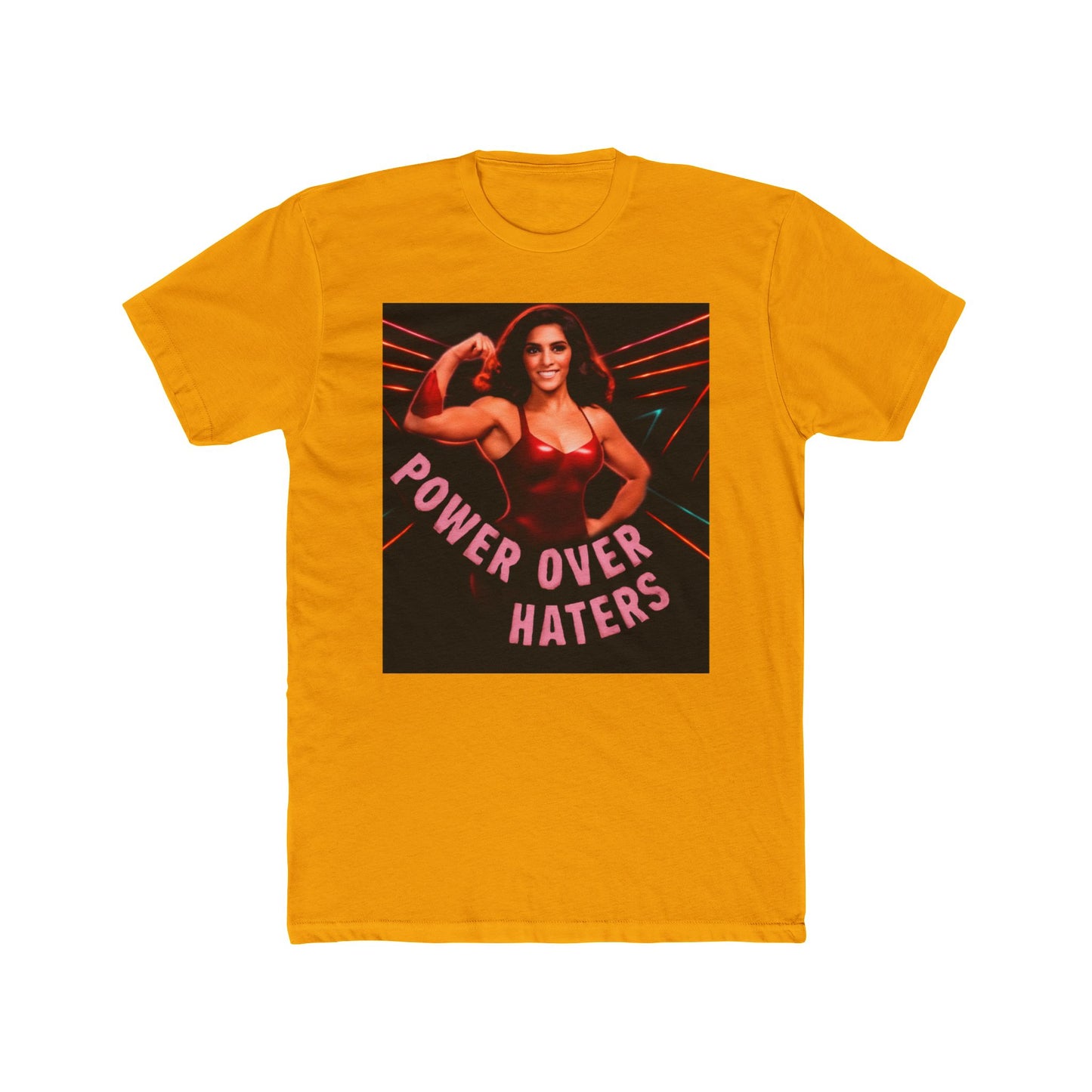 Power Over Haters Muscle Woman Graphic Tee — Feminist Empowerment T-Shirt