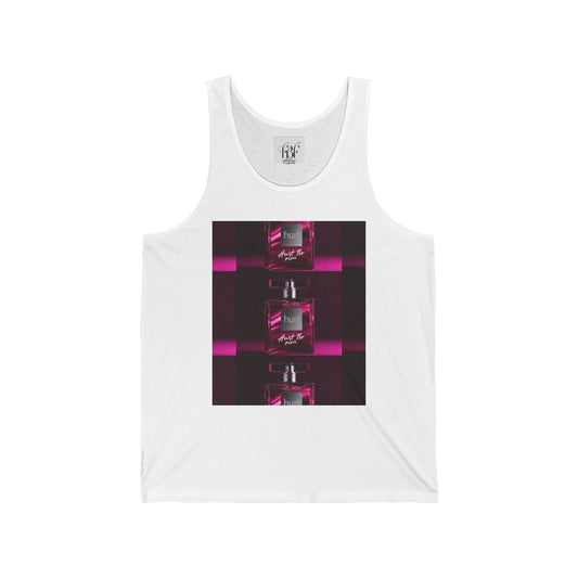 Unisex Jersey Tank - Stylish Pink Fragrance Graphic Tee