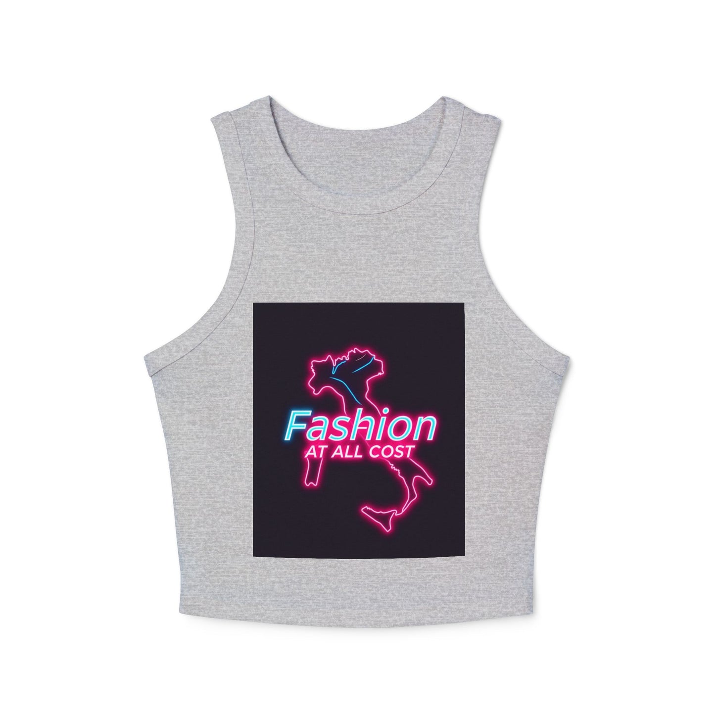 Trendy Women's Racer Tank Top with Neon Design, Summer Casual Top, Fashion Statement Shirt, Gift for Fashion Lovers, Stylish Workout Apparel