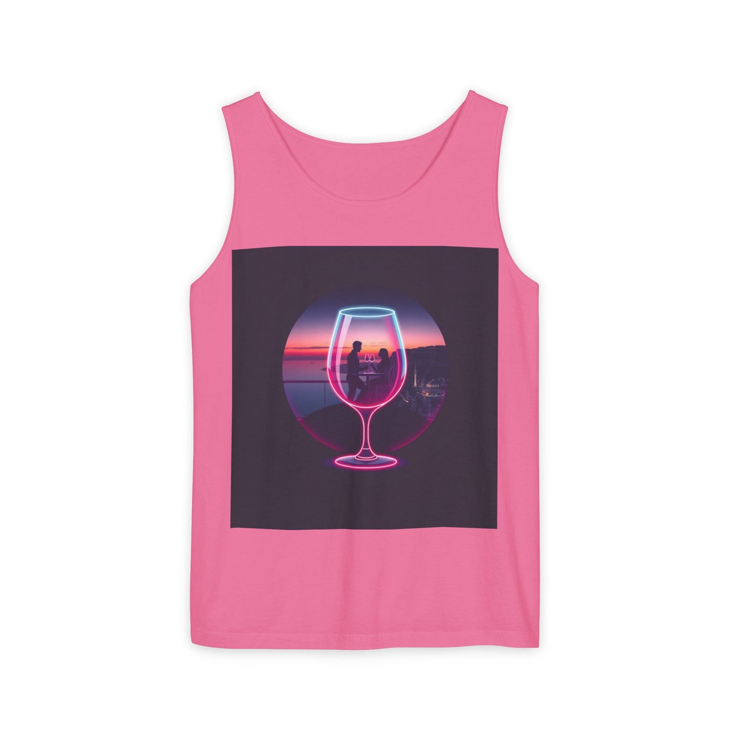 Sunset Vibes Tank Top, Casual Summer Wear, Beach Apparel, Wine Lover Gift, Travel Fashion