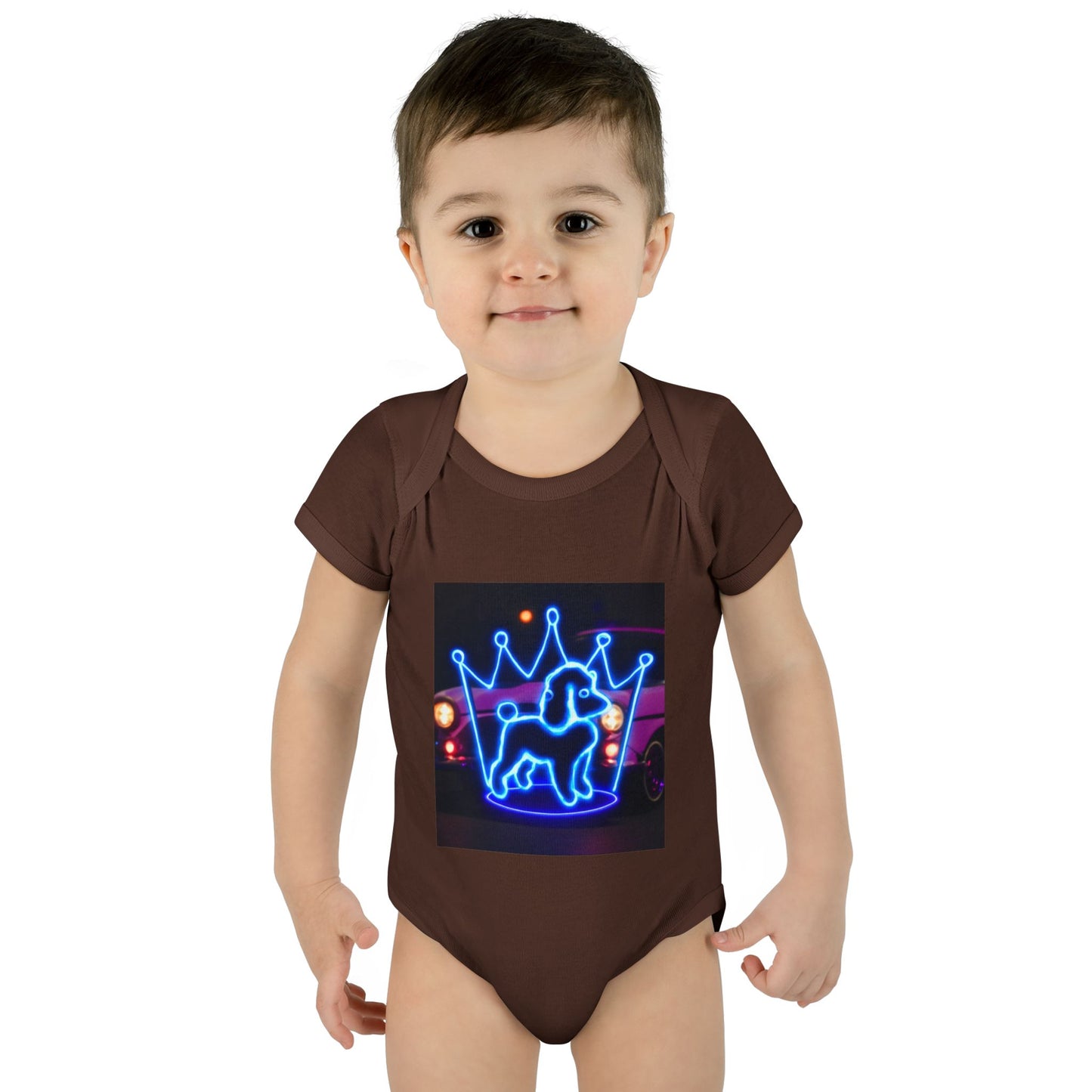 Neon Dog Crown Baby Bodysuit, Cute Infant Outfit, Baby Shower Gift, Newborn Clothes, Pet Lover Apparel, Birthday Gift for Baby