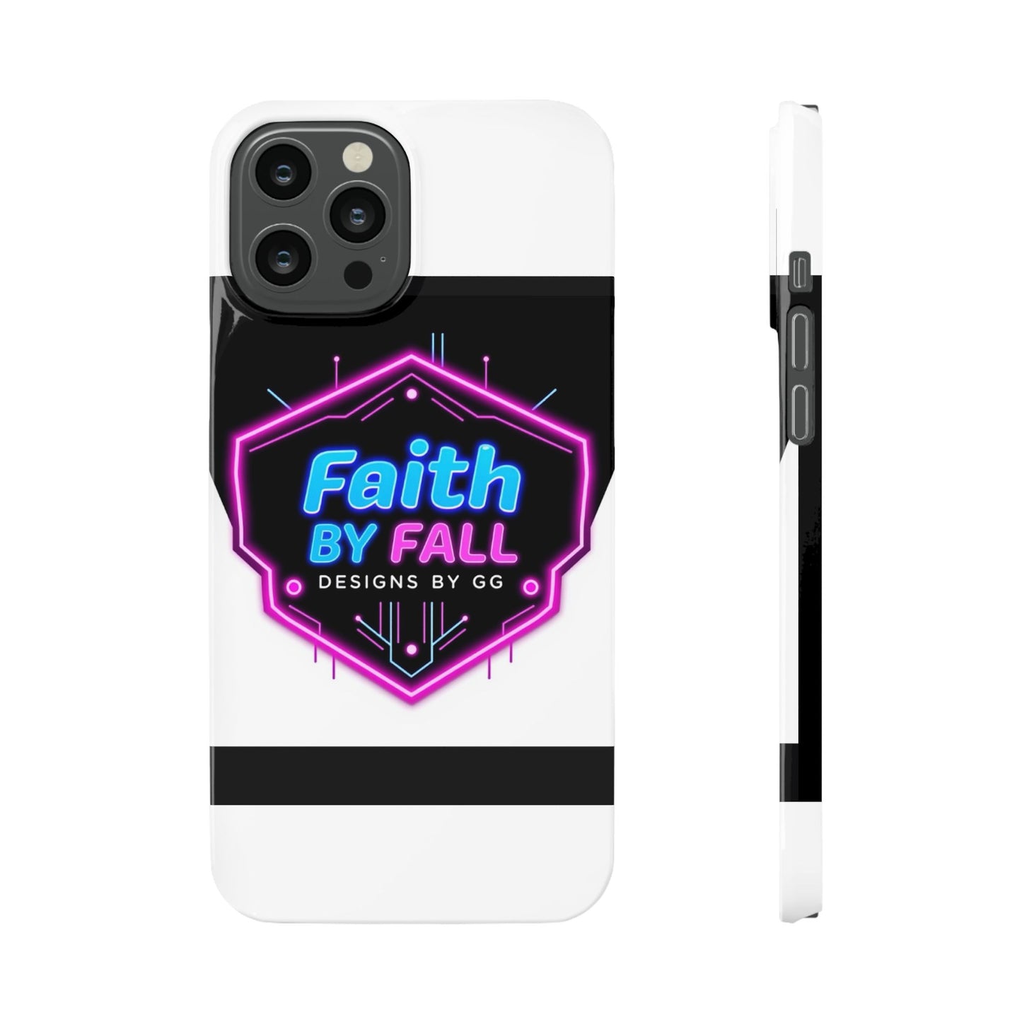Faith by Fall Slim Phone Case - Neon Design for Tech Enthusiasts