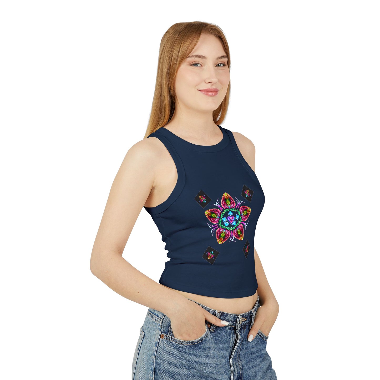 Colorful Graphic Racer Tank Top, Vibrant Summer Top, Festival Apparel, Boho Chic, Casual Wear, Perfect for Concerts, Gift Idea