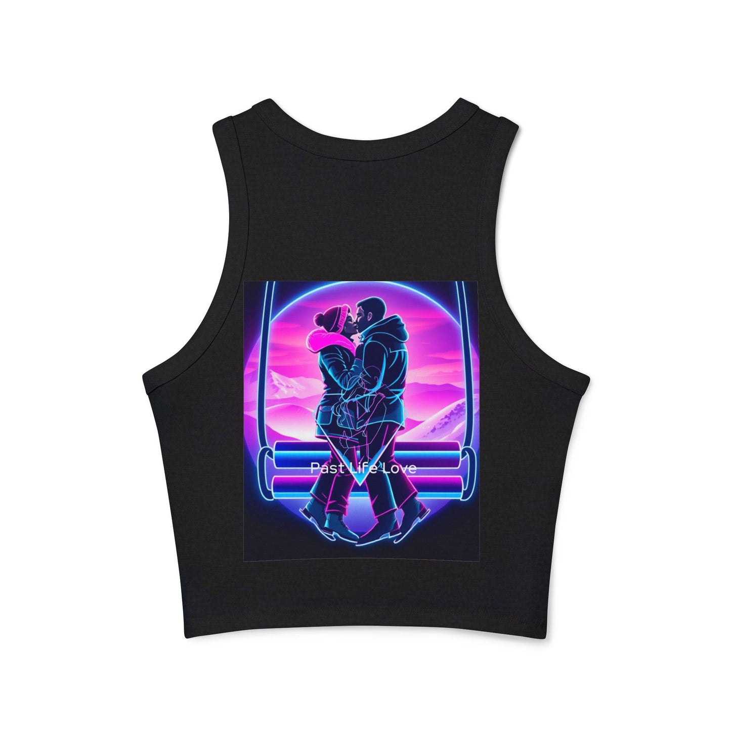 Love Neon Couple Racer Tank Top — Retro Vaporwave Valentine Crop