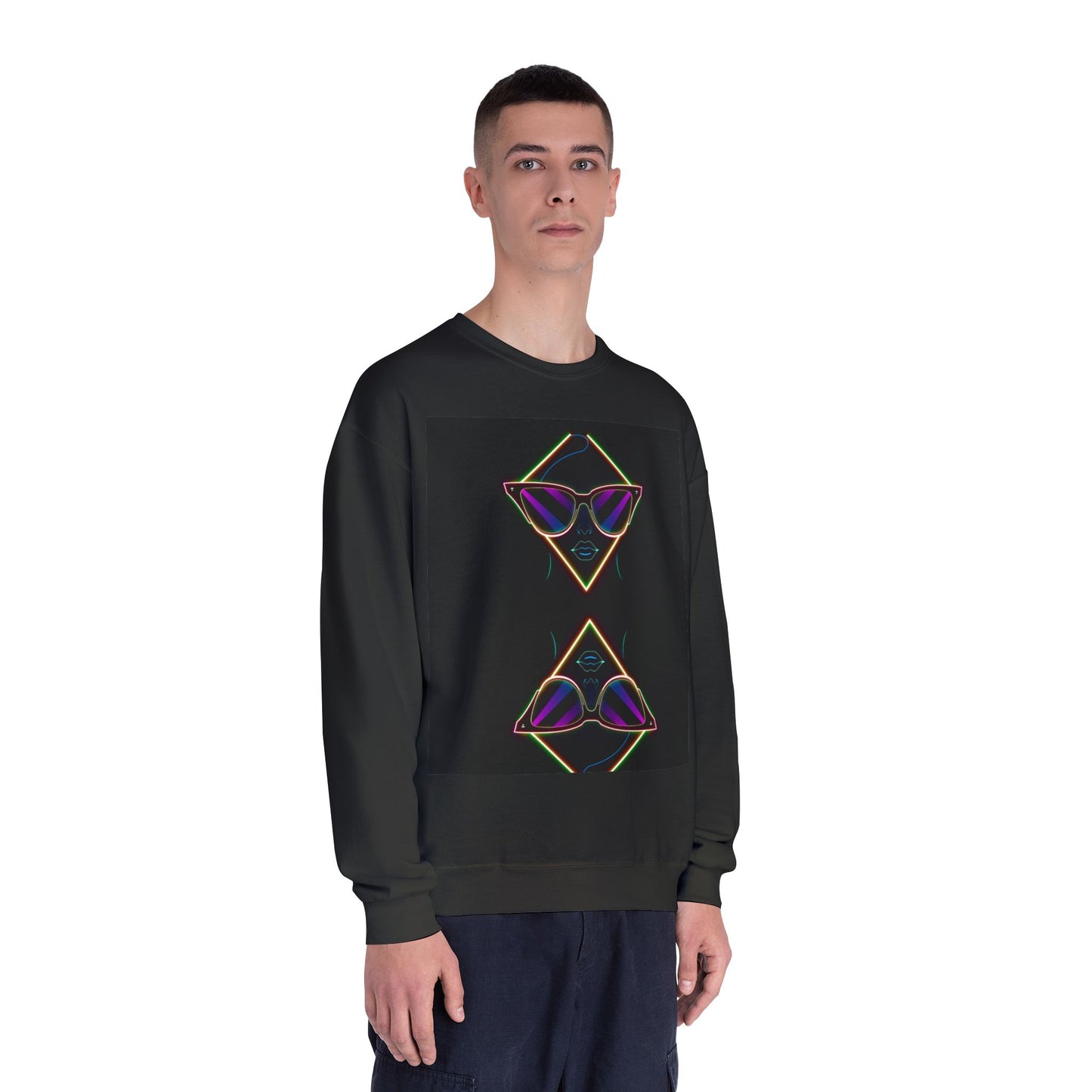 Retro Vibes Crewneck Sweatshirt with Sunglasses Design
