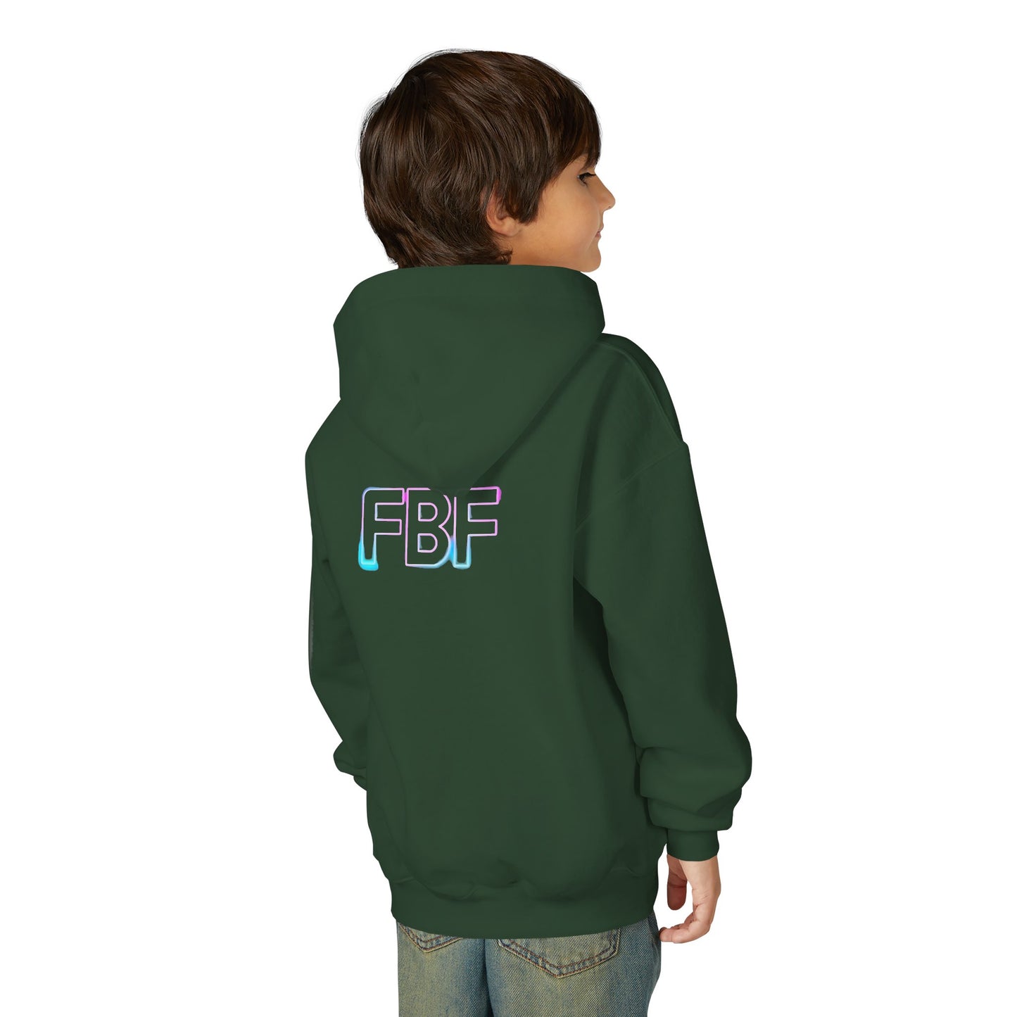 Youth Hoodie with Pastel Soundwave & FBF Back Print – Cute Music Graphic Pullover