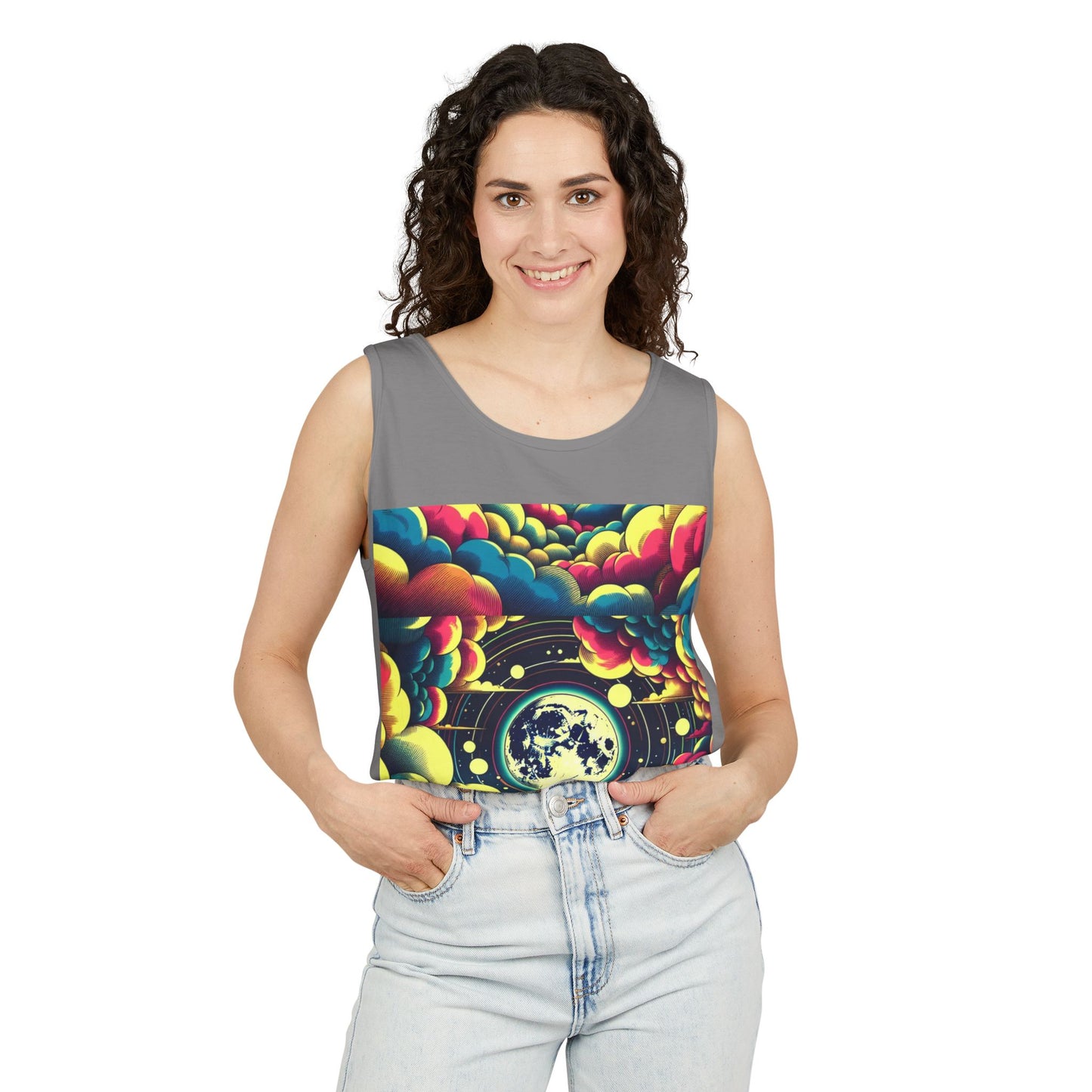 Vibrant Art Tank Top, Colorful Summer Tee, Graphic Beachwear, Boho Casual Top, Unique Gift for Art Lovers, Festival Attire