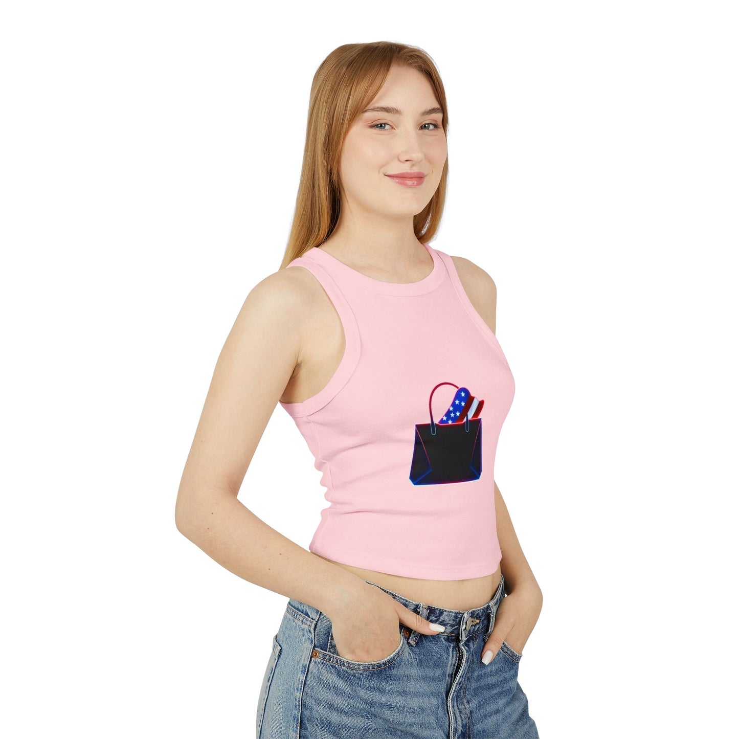 Patriotic Graphic Racerback Tank Top - Women's Summer Style, Independence Day Fashion, Concert Wear, Casual Chill