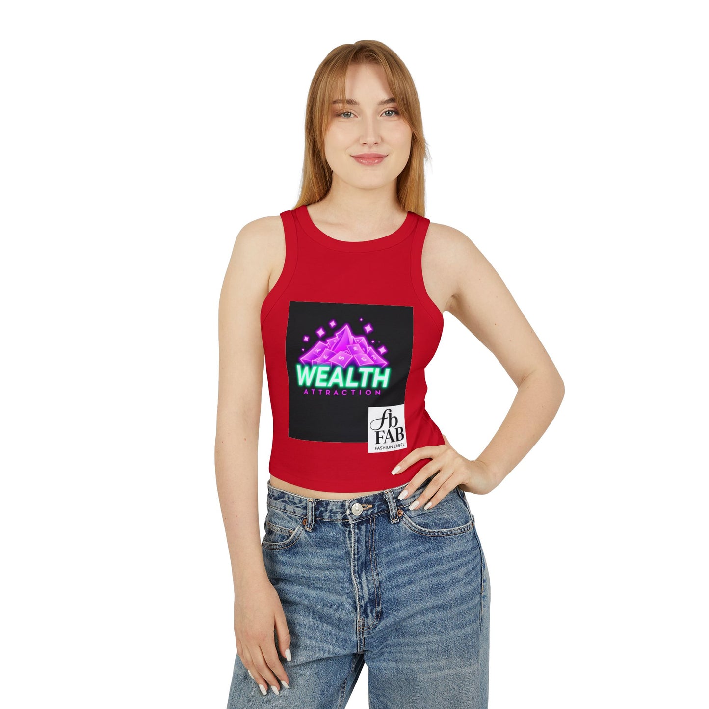 Wealth Attraction Racer Tank Top | Motivational Workout Top, Fitness Clothing, Gift for Her, Summer Essential, Self-Care Apparel