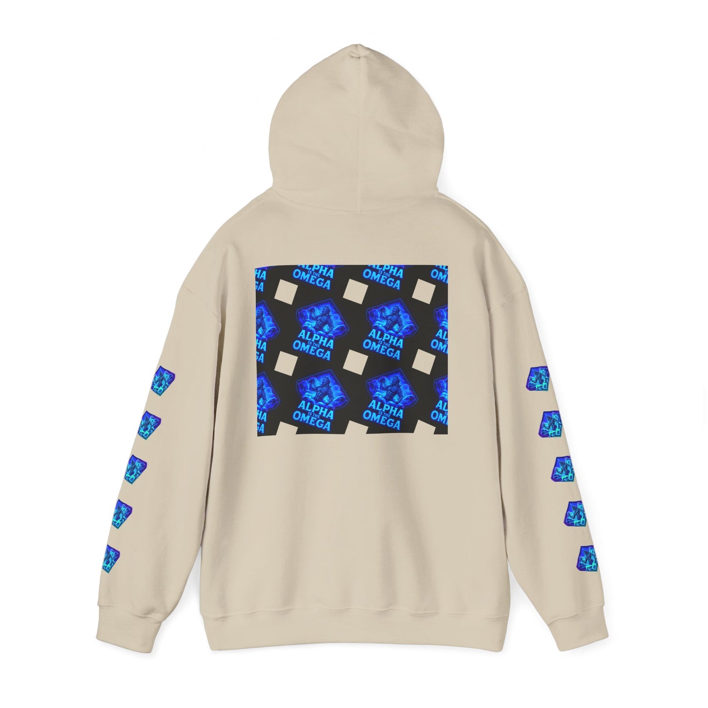 Alpha is the Omega Graphic Hoodie — Blue Retro Logo Pullover
