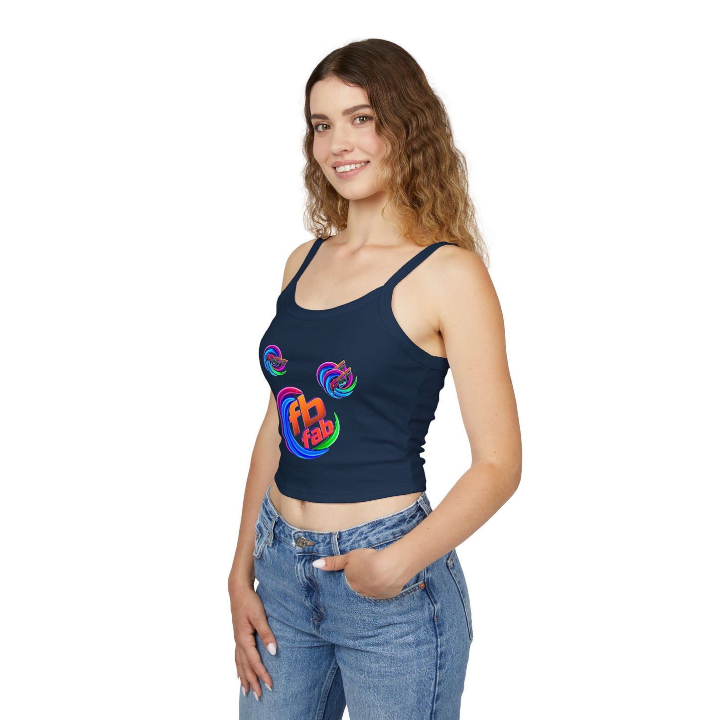 Women's Crop Tank Top — Colorful 'fb fab' Retro Swirl Graphic