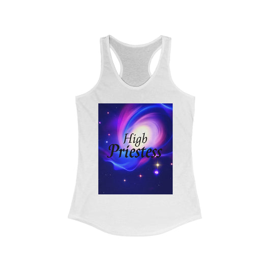 High Priestess Galaxy Racerback Tank Top, Spiritual Fitness Apparel, Yoga Top, Meditation Wear, Unique Gift for Her