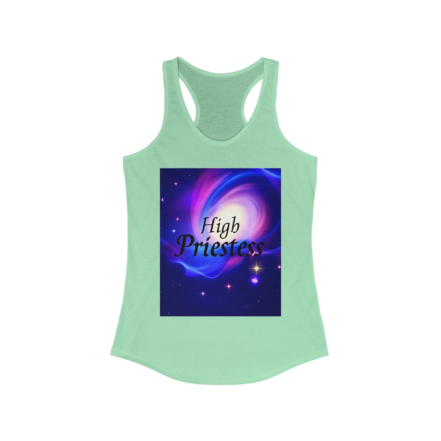 High Priestess Galaxy Racerback Tank Top, Spiritual Fitness Apparel, Yoga Top, Meditation Wear, Unique Gift for Her