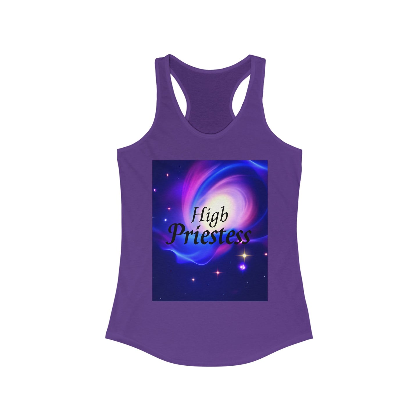 High Priestess Galaxy Racerback Tank Top, Spiritual Fitness Apparel, Yoga Top, Meditation Wear, Unique Gift for Her