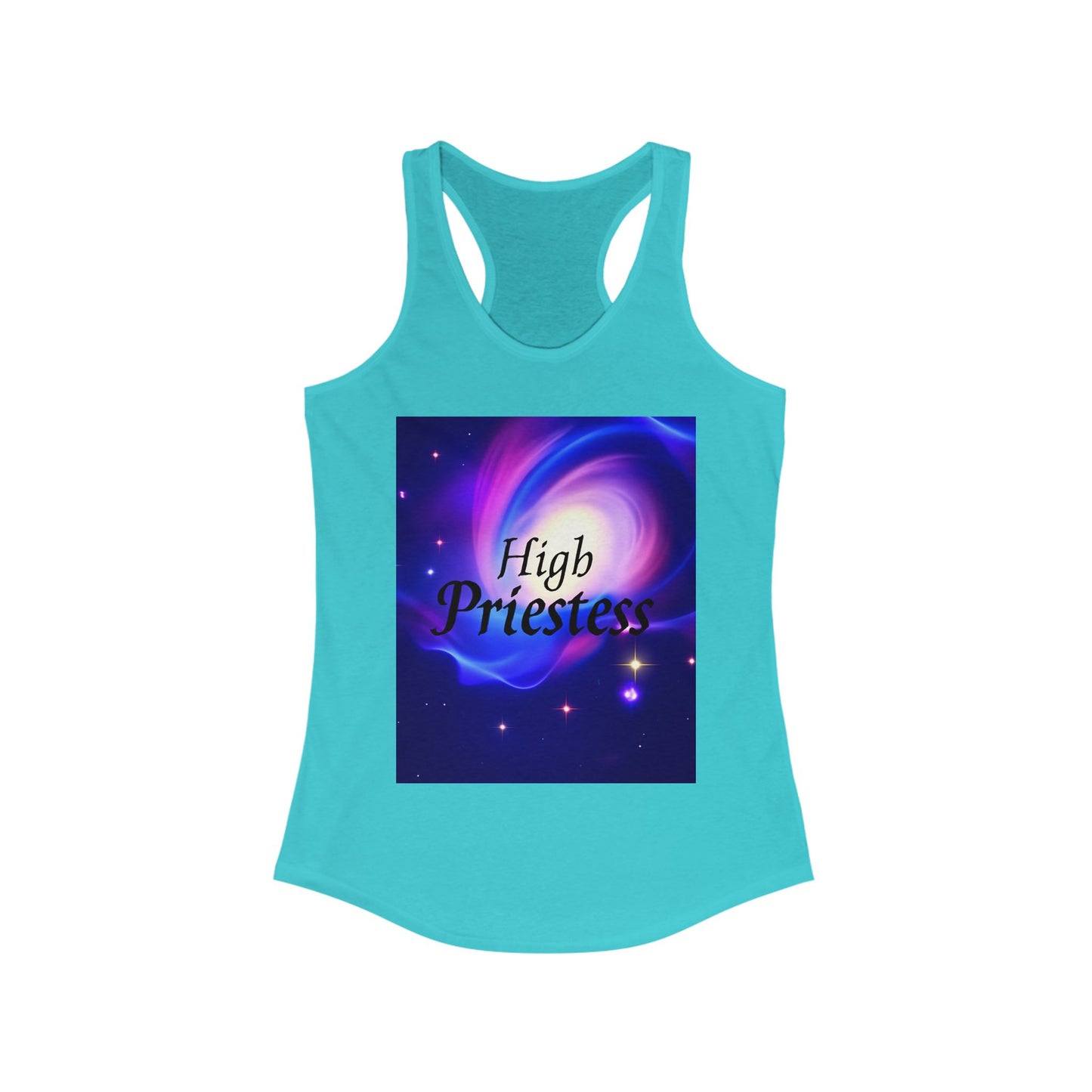 High Priestess Galaxy Racerback Tank Top, Spiritual Fitness Apparel, Yoga Top, Meditation Wear, Unique Gift for Her