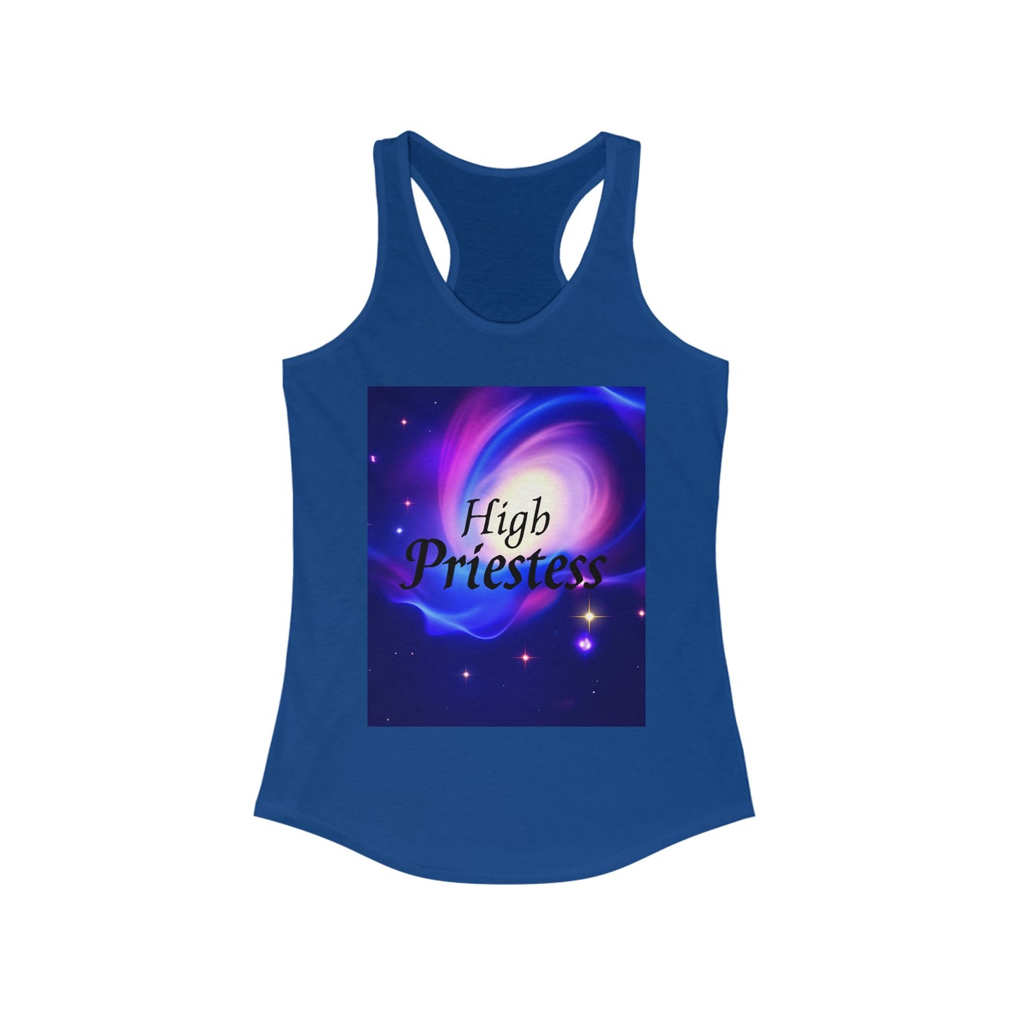 High Priestess Galaxy Racerback Tank Top, Spiritual Fitness Apparel, Yoga Top, Meditation Wear, Unique Gift for Her
