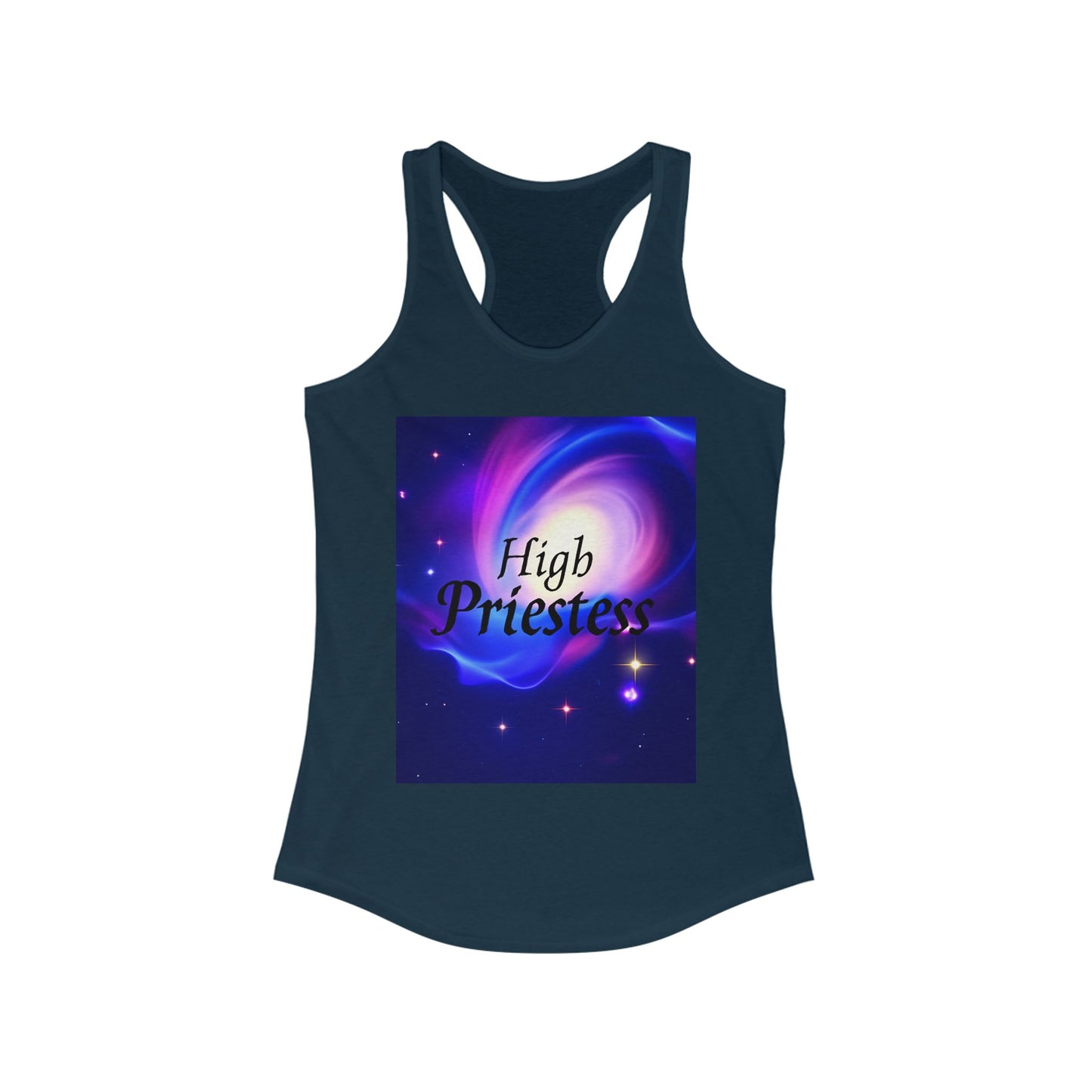High Priestess Galaxy Racerback Tank Top, Spiritual Fitness Apparel, Yoga Top, Meditation Wear, Unique Gift for Her