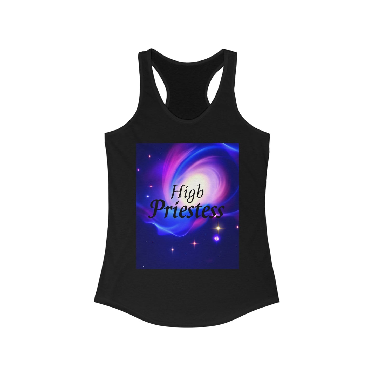 High Priestess Galaxy Racerback Tank Top, Spiritual Fitness Apparel, Yoga Top, Meditation Wear, Unique Gift for Her