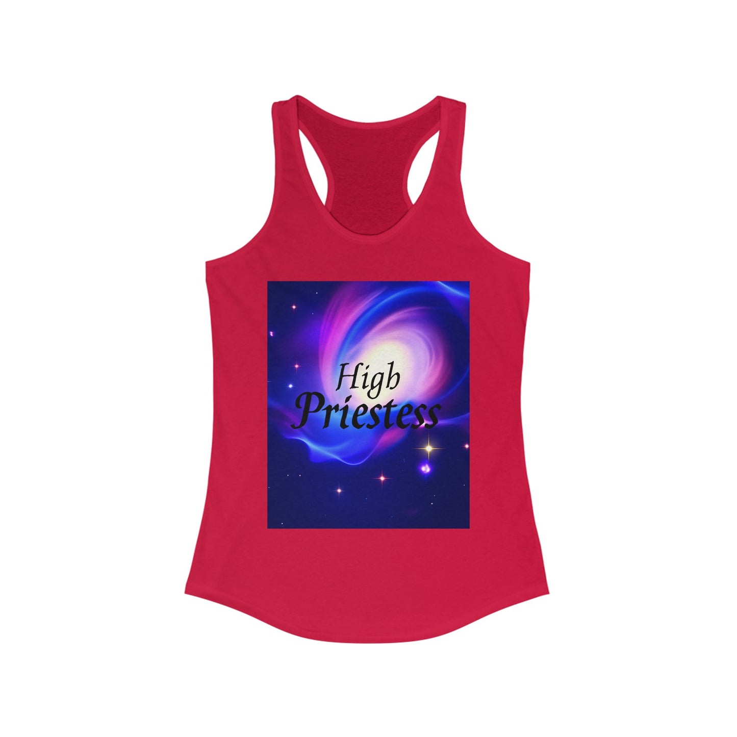 High Priestess Galaxy Racerback Tank Top, Spiritual Fitness Apparel, Yoga Top, Meditation Wear, Unique Gift for Her