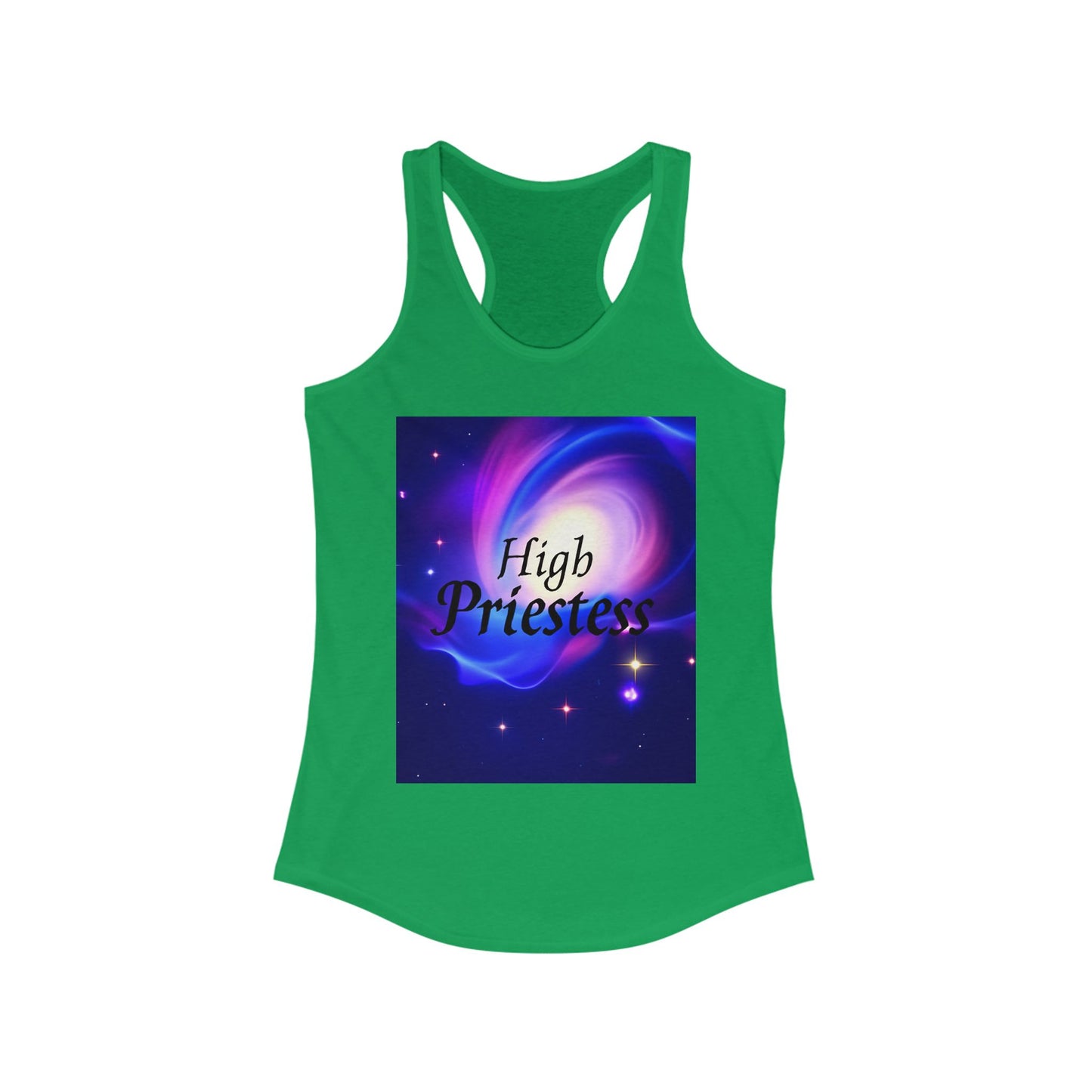 High Priestess Galaxy Racerback Tank Top, Spiritual Fitness Apparel, Yoga Top, Meditation Wear, Unique Gift for Her