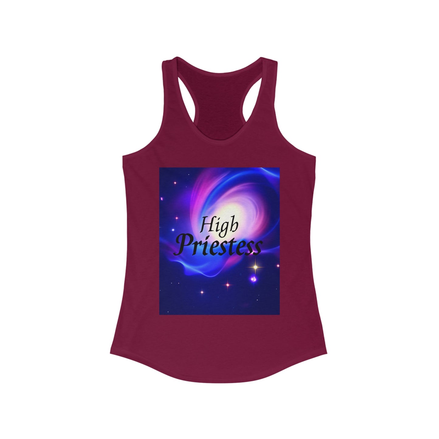 High Priestess Galaxy Racerback Tank Top, Spiritual Fitness Apparel, Yoga Top, Meditation Wear, Unique Gift for Her