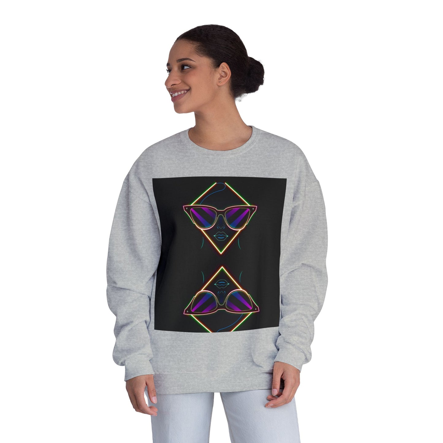 Retro Vibes Crewneck Sweatshirt with Sunglasses Design