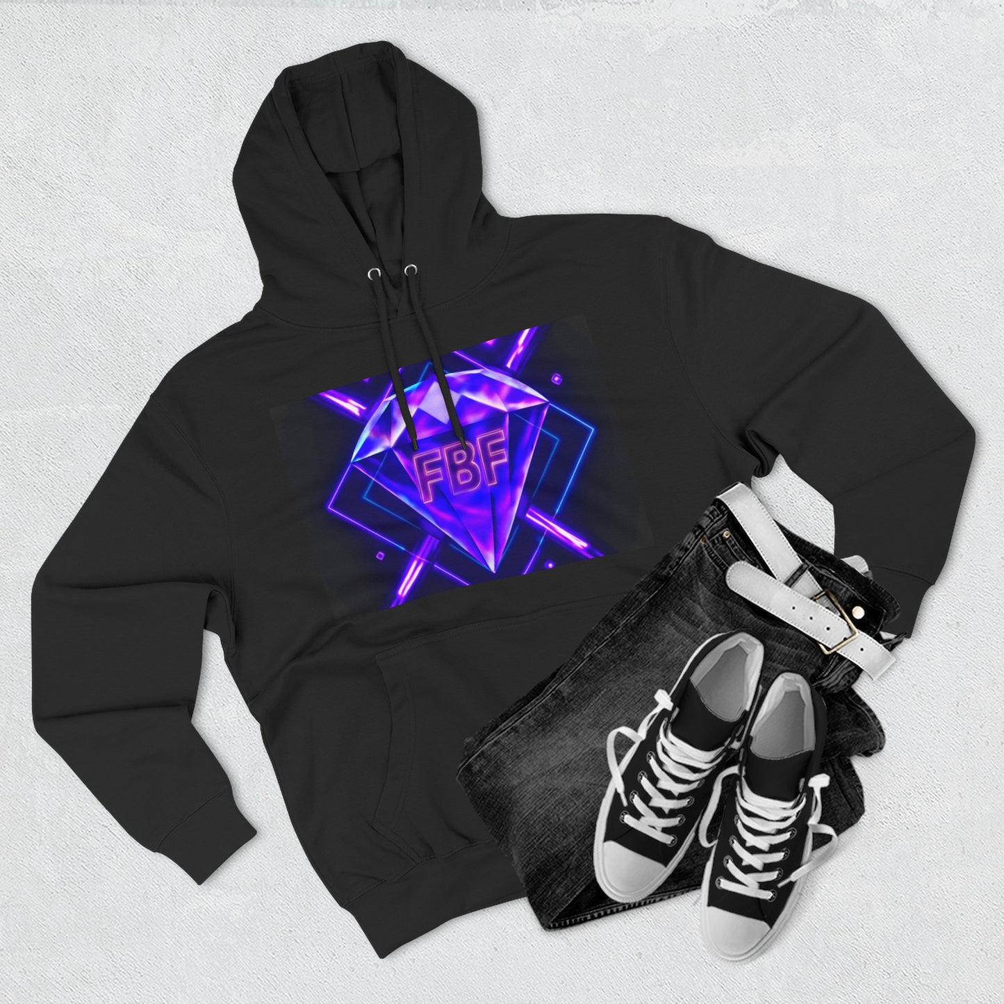 Futuristic Neon Fleece Hoodie, Stylish Sweatshirt, Vibrant Graphic Pullover, Perfect Gift for Tech Lovers, Unique Streetwear