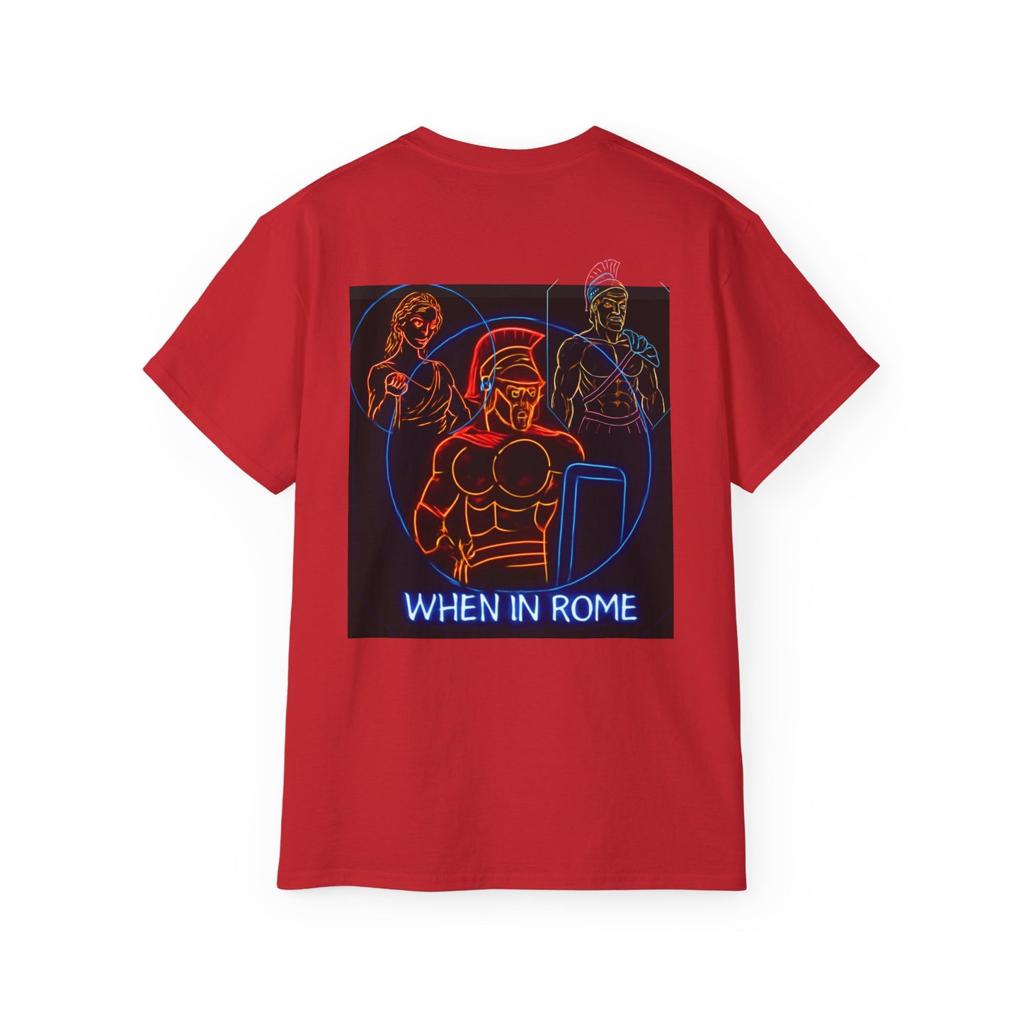 When in Rome Neon Graphic Tee - Roman Gladiator & Colosseum Vintage Style
