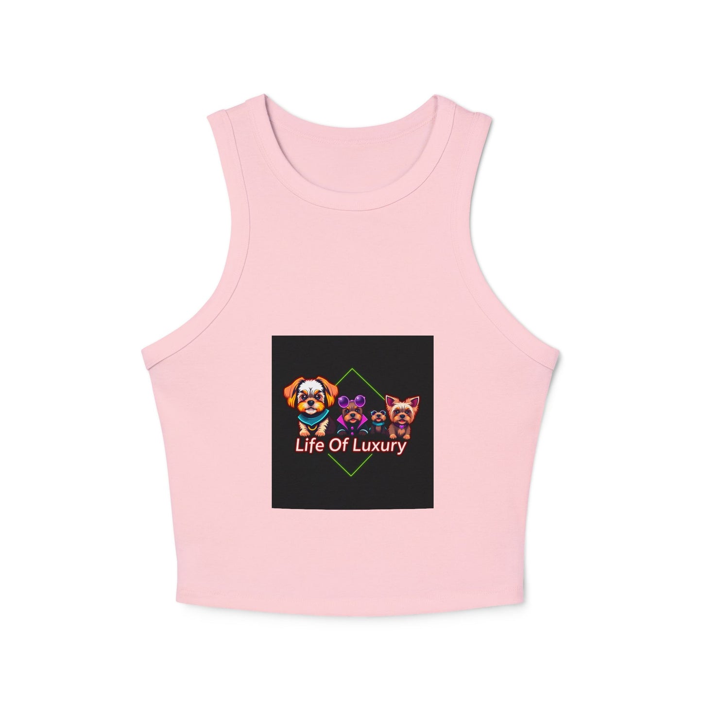 Life Of Luxury Dog-Themed Women's Micro Rib Racer Tank Top, Cute Pet Lover Apparel, Summer Fashion, Gift for Dog Moms, Casual Outfit