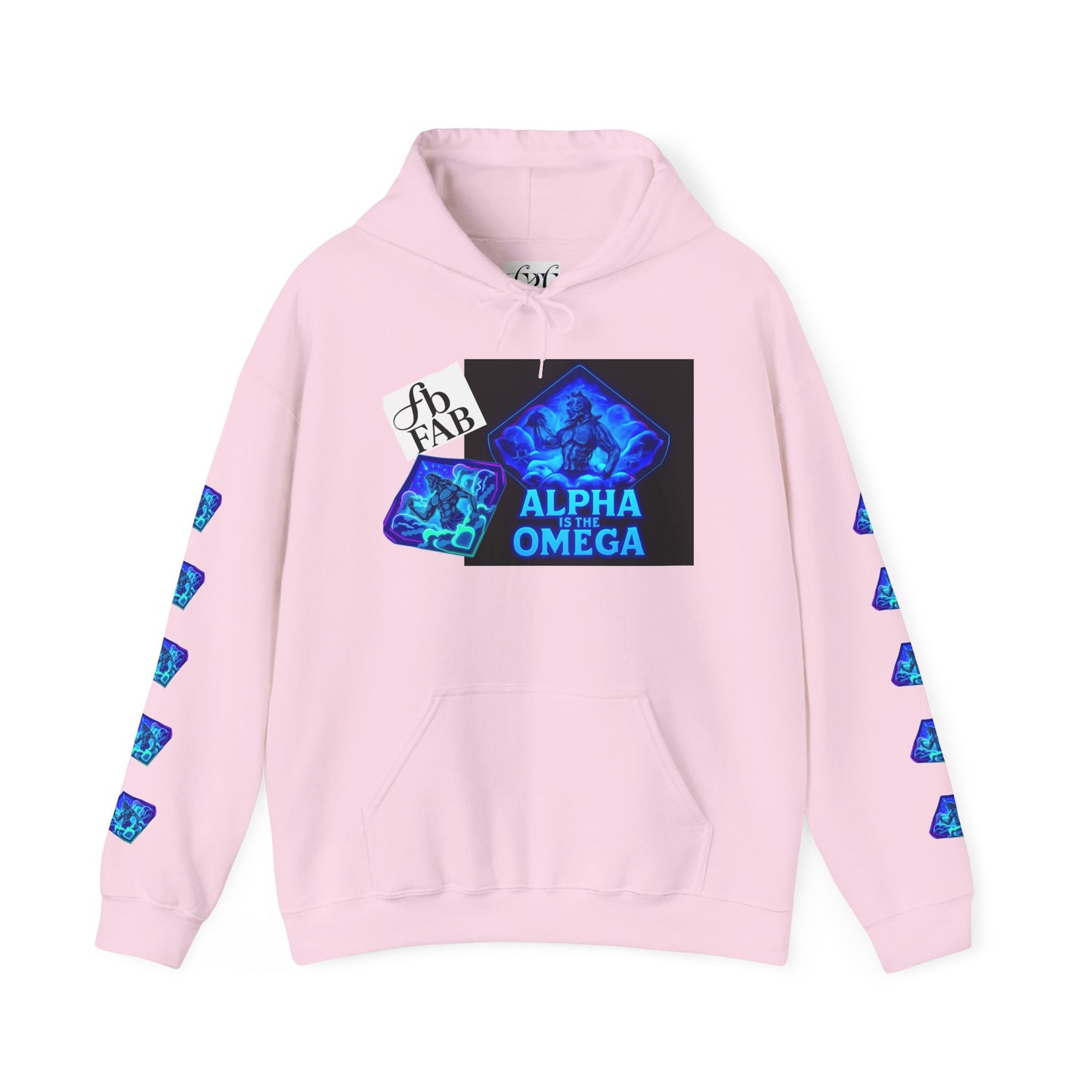 Alpha is the Omega Graphic Hoodie — Blue Retro Logo Pullover