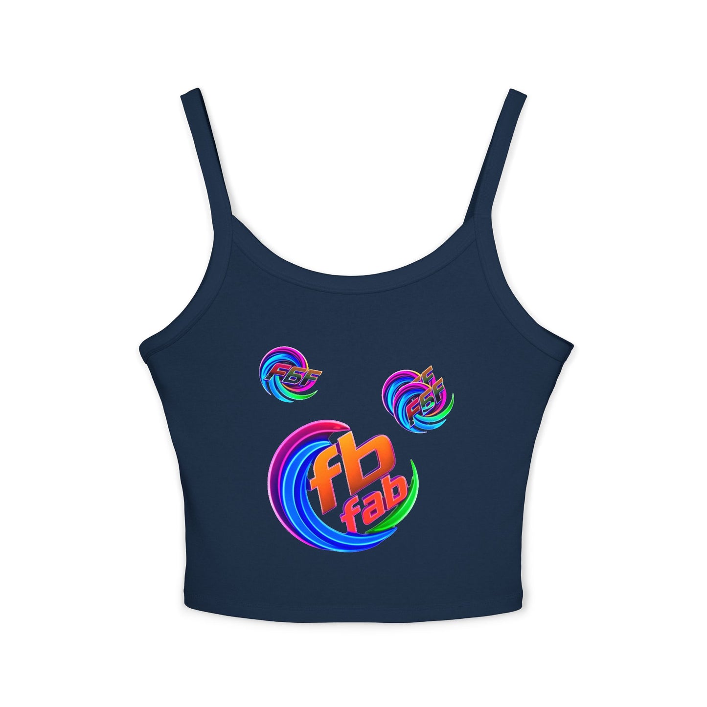 Women's Crop Tank Top — Colorful 'fb fab' Retro Swirl Graphic