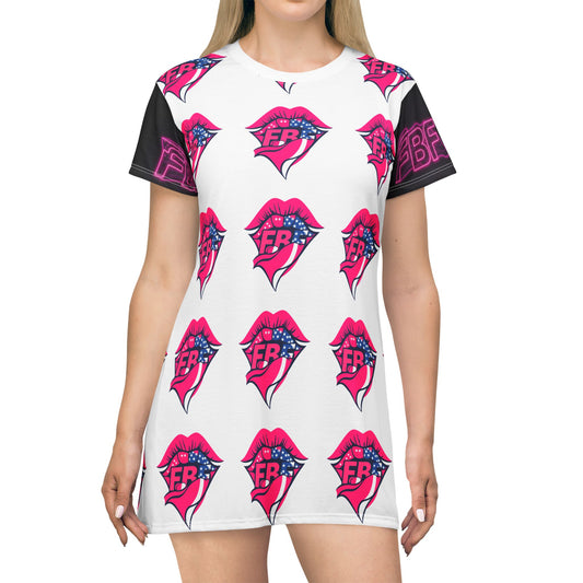 Bold Graphic T-Shirt Dress, Edgy Fashion, Casual Summer Outfit, Trendy Party Wear, Unique Gift for Music Lovers
