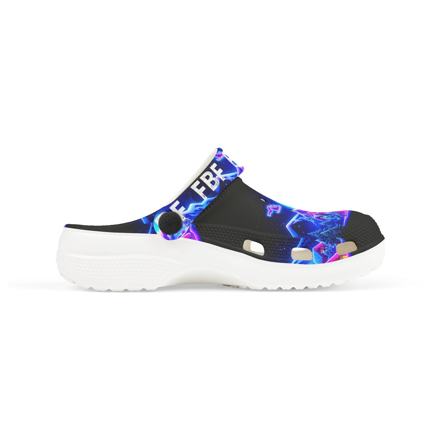 Kids Neon Galaxy Clogs — Colorful Electric Space Print EVA Foam Shoes
