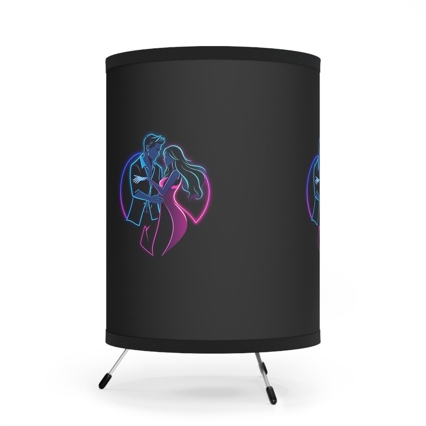 Romantic Tripod Lamp with Neon Couple Design